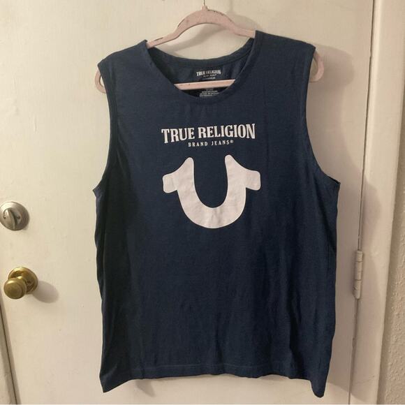 True Religion Other - True Religion Blue/White Sleeveless Muscle T-Shirt XL Casual Preppy Classic Tank